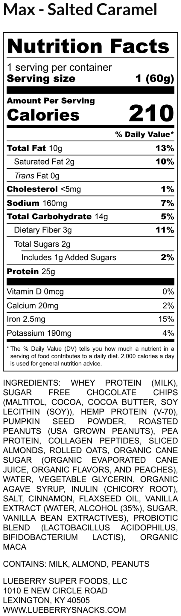 MAX Salted Caramel - 15 ct Box - Super Snacks by Lueberry