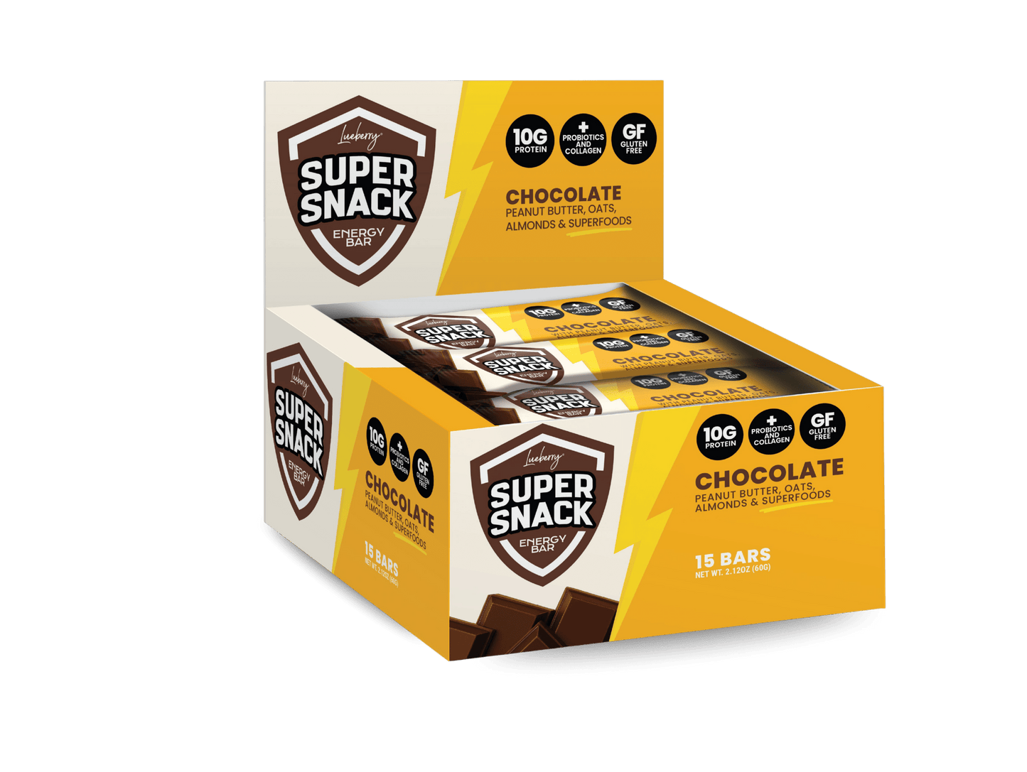 Classic Chocolate Super Snack Bar - 15 ct Box - Super Snacks by Lueberry