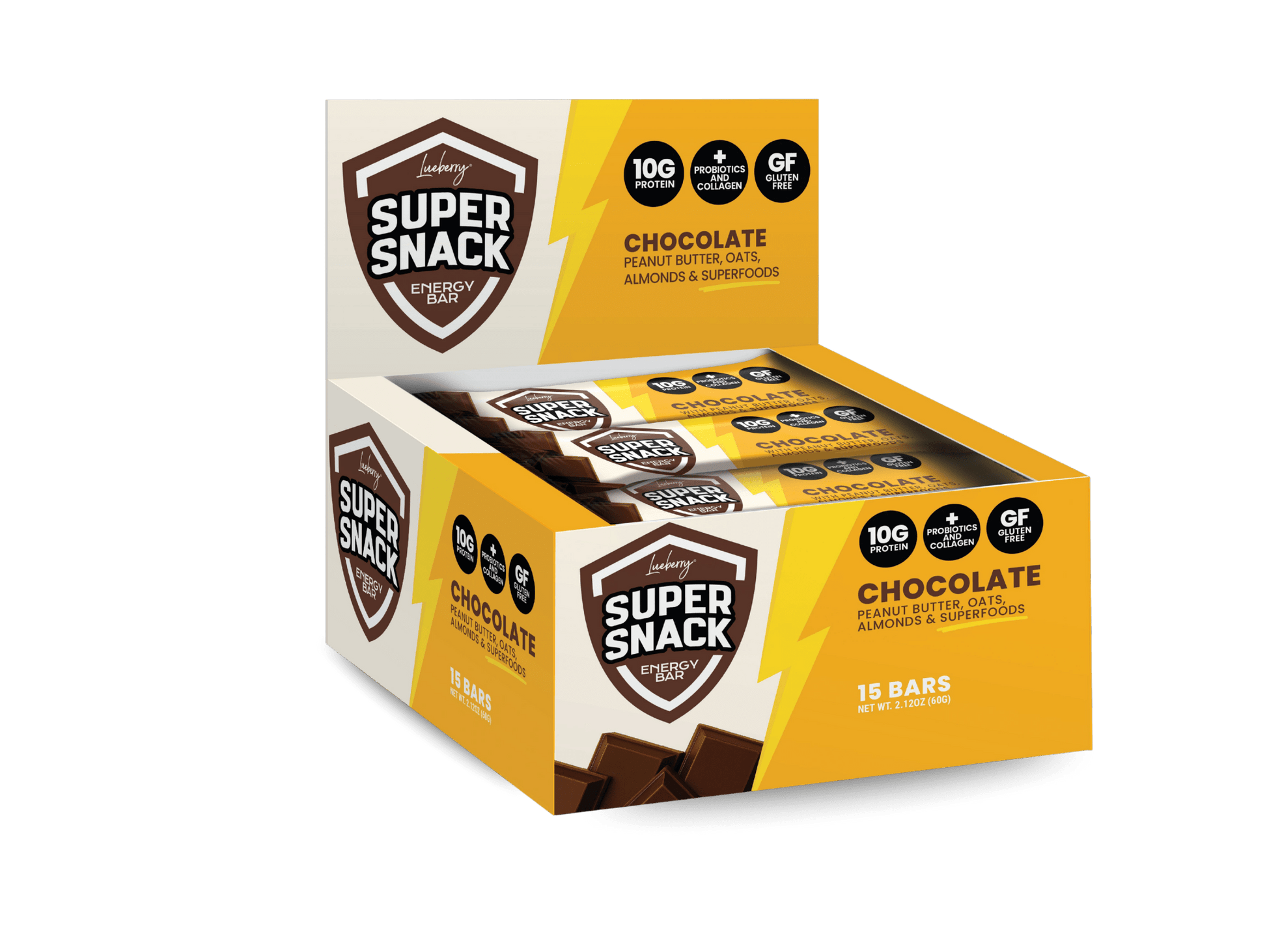 Classic Chocolate Super Snack Bar - 15 ct Box - Super Snacks by Lueberry