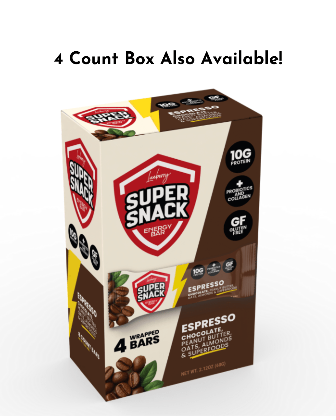 Classic Espresso Super Snack Bar - 15 ct Box - Super Snacks by Lueberry