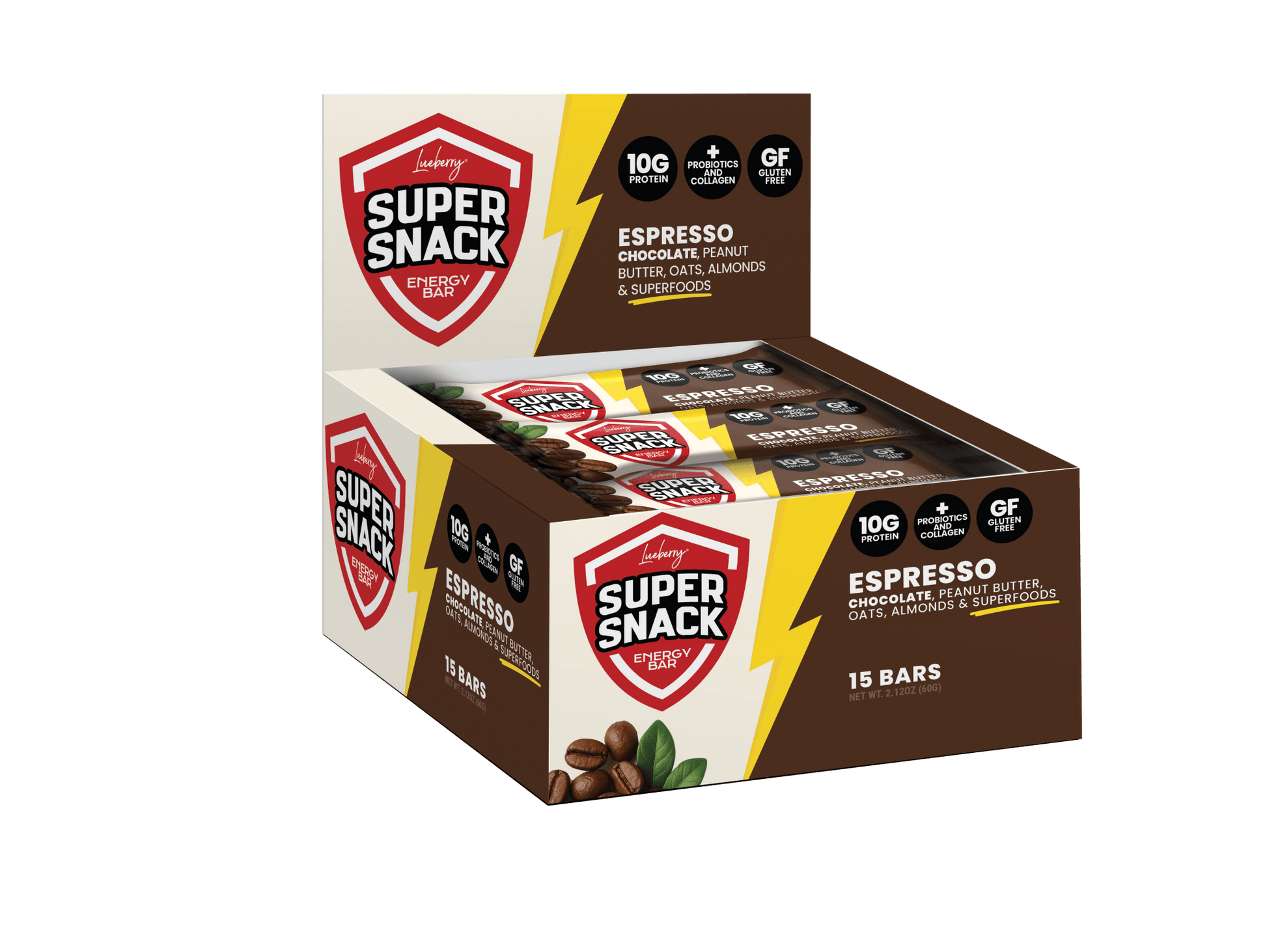 Classic Espresso Super Snack Bar - 15 ct Box - Super Snacks by Lueberry