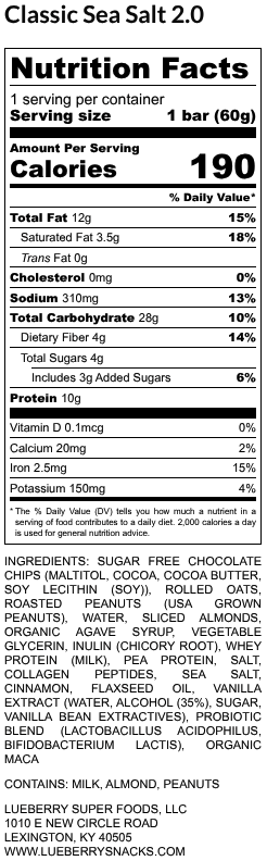 Classic Sea Salt Super Snack Bar - 15 ct Box - Super Snacks by Lueberry