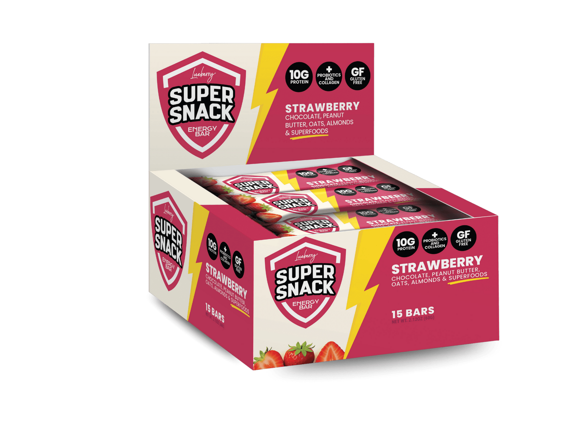 Classic Strawberry Super Snack Bar - 15 ct Box - Super Snacks by Lueberry